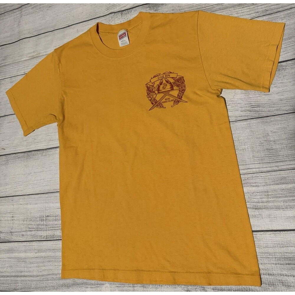 Vintage Marines 2nd Battalion MCRD Parris Island Size Medium Soffe Yellow